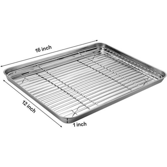 Stainless Steel Baking Sheet Tray Cooling Rack with Silicone Baking Mat Set - Picture 2 of 8